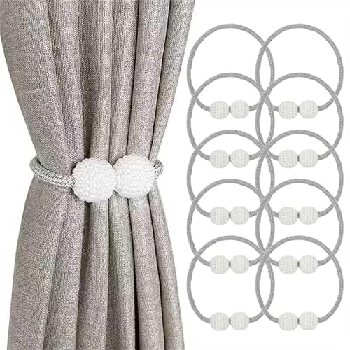 10 Pack Magnetic Curtain Tiebacks, Curtain Tiebacks Buckles Holdbacks Holders for Home Bedroom Office Decorative Curtain (Grey)