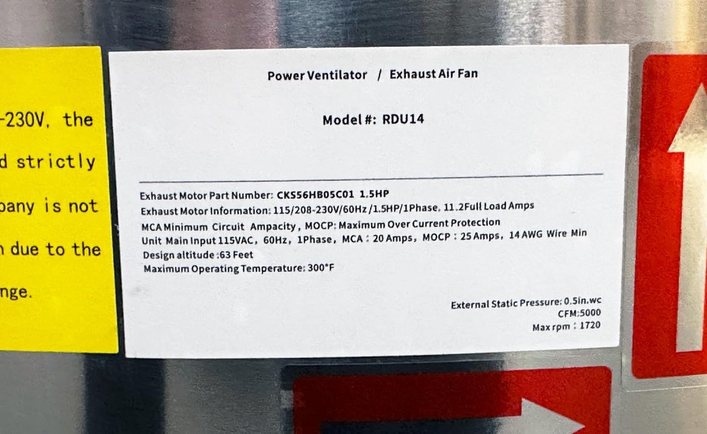 cooler depot Commercial Exhaust Fan 1hp, 2100 to 3900 CFM, NSF Certified for Restaurant Kitchen