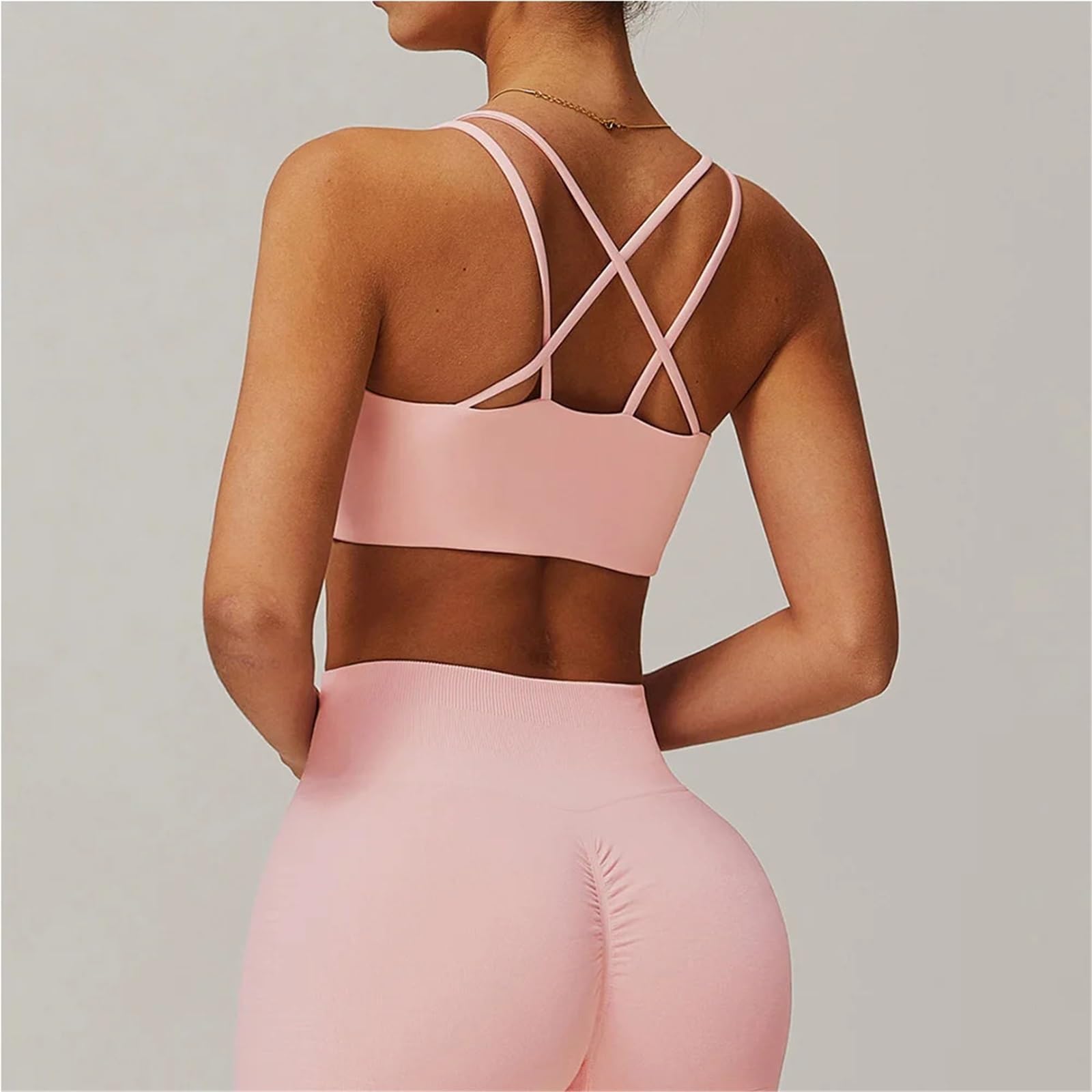 Sujetador Deportivo Mujer Bralette con Tirantes Cruzados en la Espalda y Soporte Alto for Yoga, Correr, Fitness, Gimnasio, Acolchado