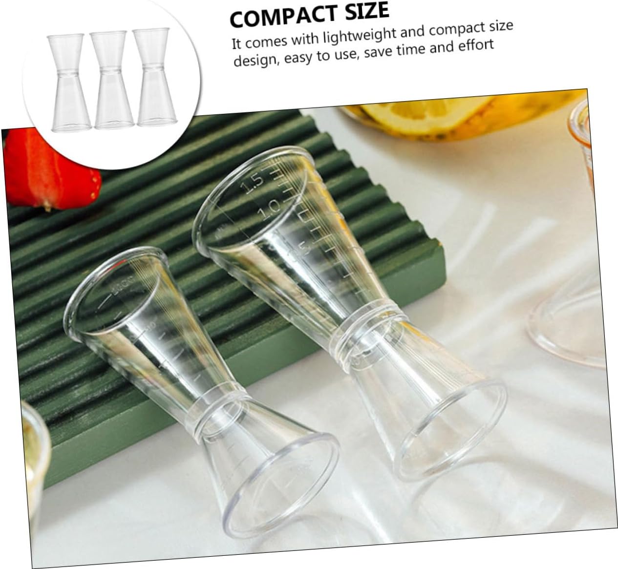 3 Piece Double Sided Plastic Jigger Bar Measuring Cup