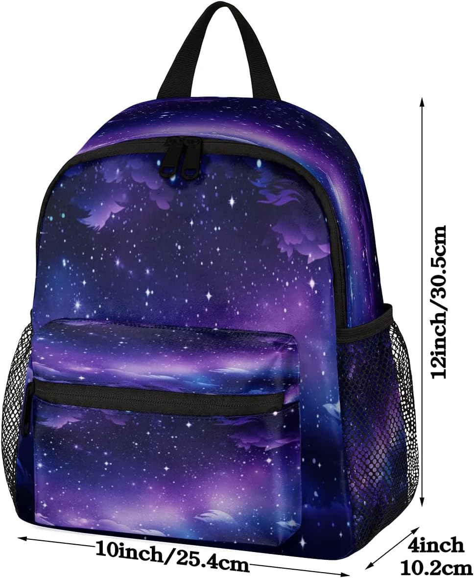 12 Inch Cute Mini Book Bag Small Backpack Multi Compartment Backpack With Chest Strap Galaxy Waterproof Casual Daypack Travel Bag, Nebula Explosion
