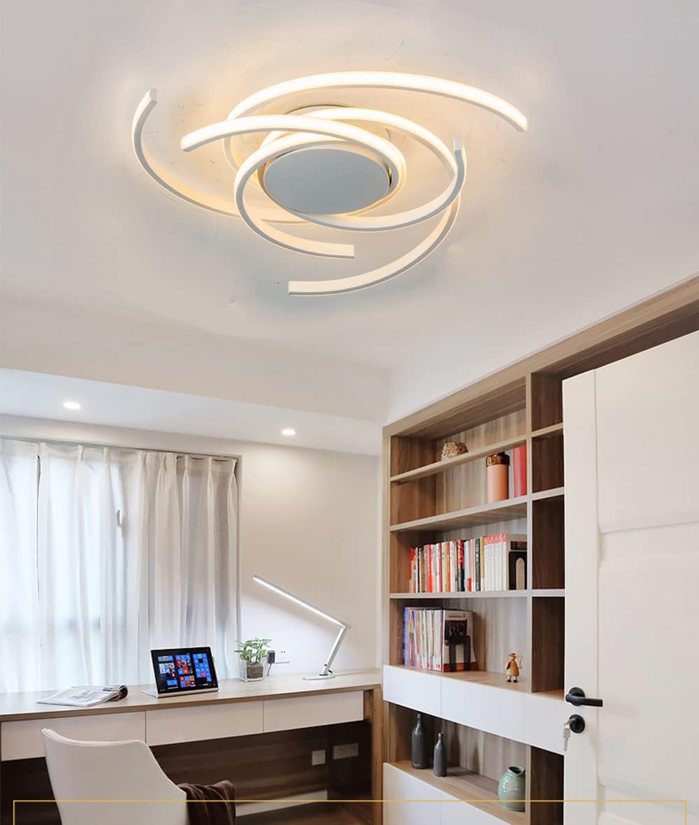 LED Ceiling Light Dimmable Living Room Modern Flower Ceiling Lamp with Remote Control Hanging Lamp, Dining Room Flush Mount Chandelier Acrylic Chic Ceiling Chandeliers Lighting Bedroom (22", White)