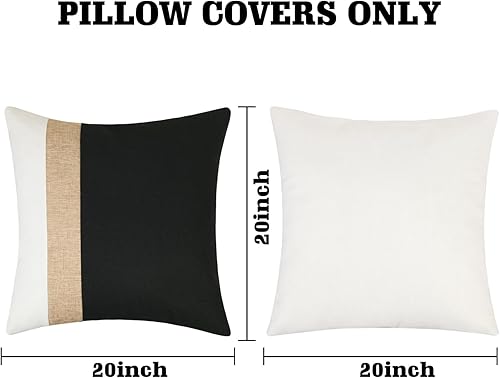 Miniatura 3 de JASEN Juego de 2 fundas de almohada de granja en blanco y negro para sofá, cama, 20 x 20 pulgadas