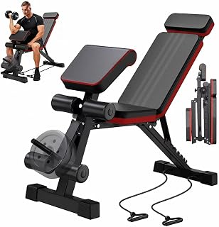Adjustable Weight Bench with Leg Extension, 770LBS Foldable Bench Press | 4-in-1 Adjustable Workout Bench with Roman Chair & Preacher Curl, Compact Full Body Strength Training Equipment for Home Gym