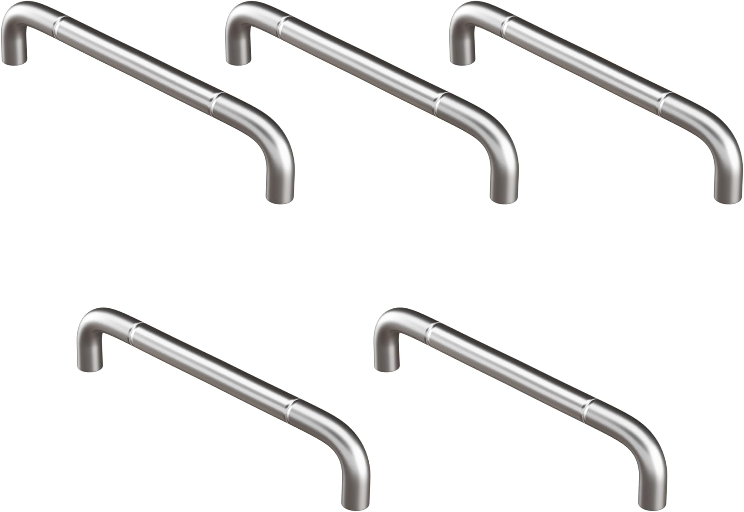 Atlantic Stainless Steel Round D Drawer Dazzling Chrome Finish Kitchen Cabinet & Drawer Handles (Gleaming Silver, 4 Inch - Set of 5 Pieces), Pull Handle