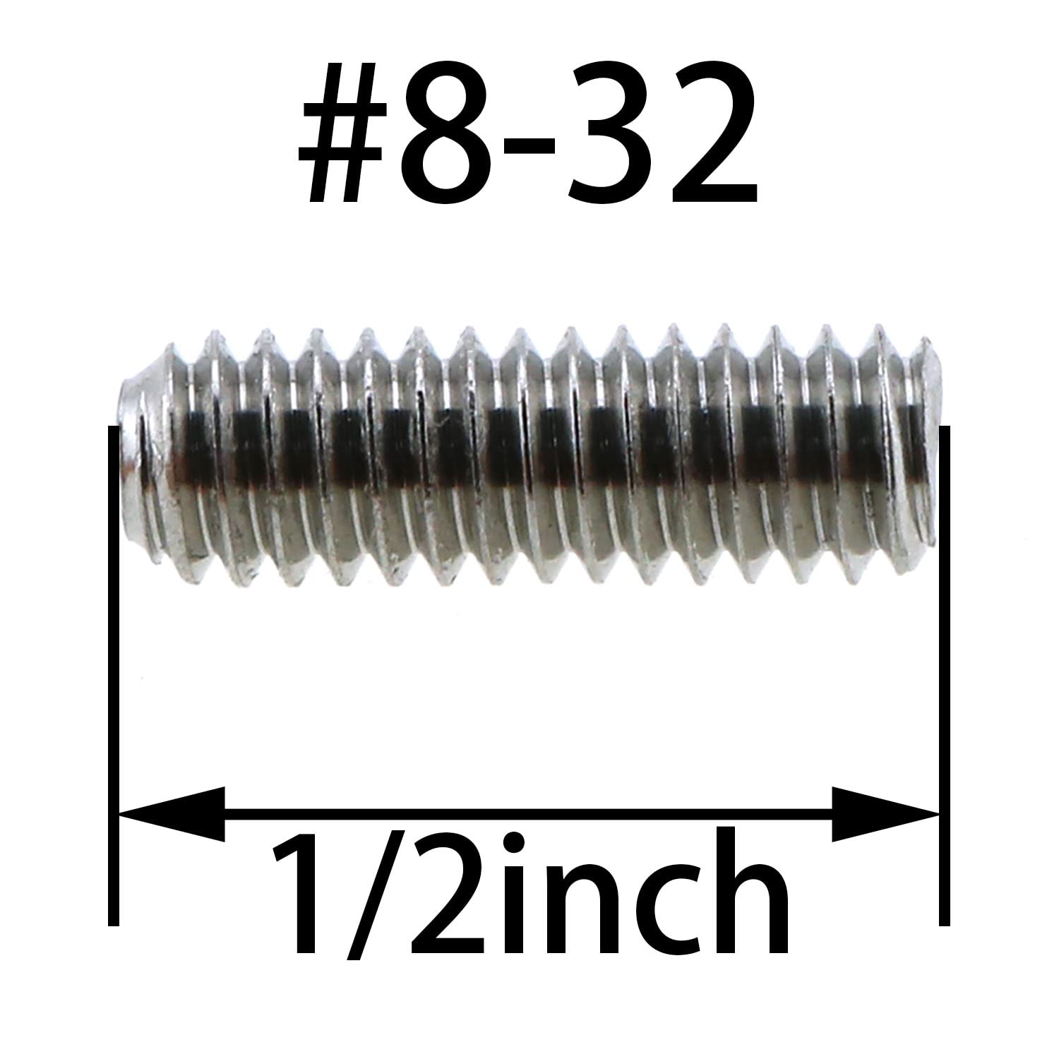 MEETOOT 30pcs Socket Set Screws Machine Headless Screw 8-32 x 1/2" Cup Point Socket Set/Grub Screws