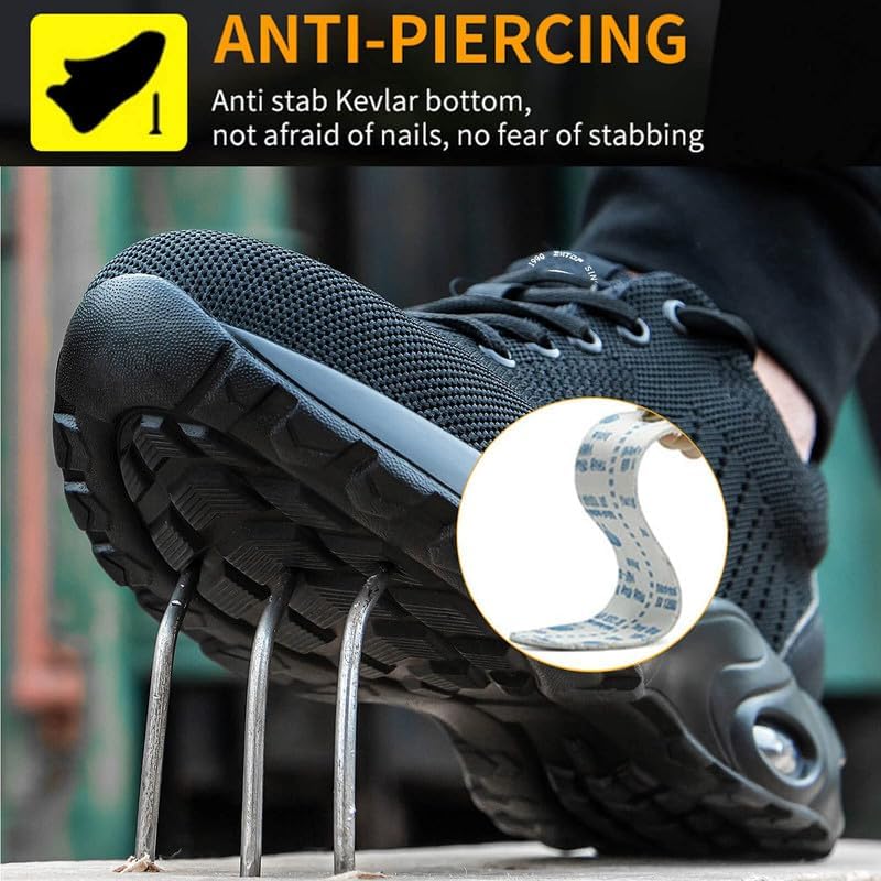 ziitop Chaussures de sécurité Homme Femme Basket de Securite Baskets Chantiers Embout Acier Respirant Chaussures de Travail Légère Anti-Perforation