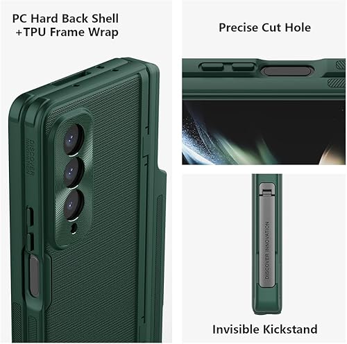 Miniatura 8 de Nillkin Funda para Samsung Galaxy Z Fold 5 con soporte para bolígrafo S y protección de bisagra, soporte de metal oculto integrado, ajuste delgado,