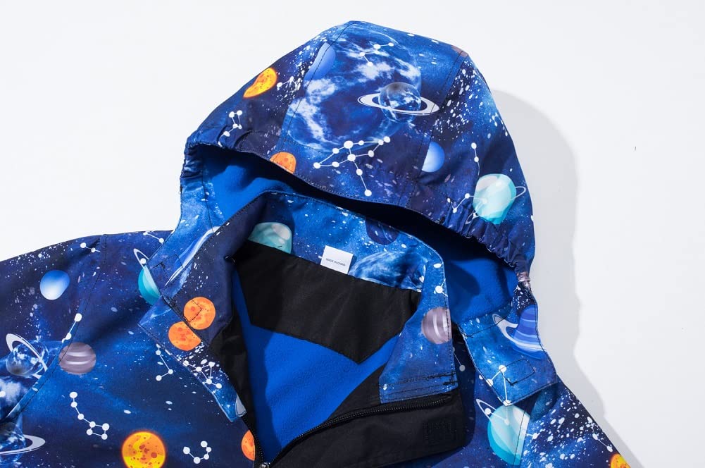 Natashas Dziecięca kurtka dla chłopców, kurtka przejściowa, z podszewką polarową, ciepła, oddychająca, wiatroszczelna, kurtka trekkingowa, softshell, kurtka outdoorowa z kapturem, zielony, 128