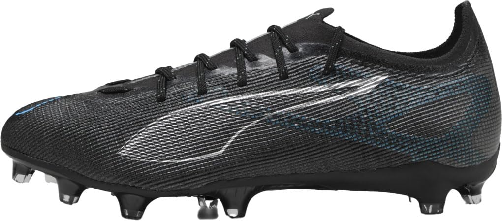 PUMA Men's Ultra 5 Pro Firm, Artificial Ground Soccer Cleats Sneaker, Black Silver-Bright Aqua, 10
