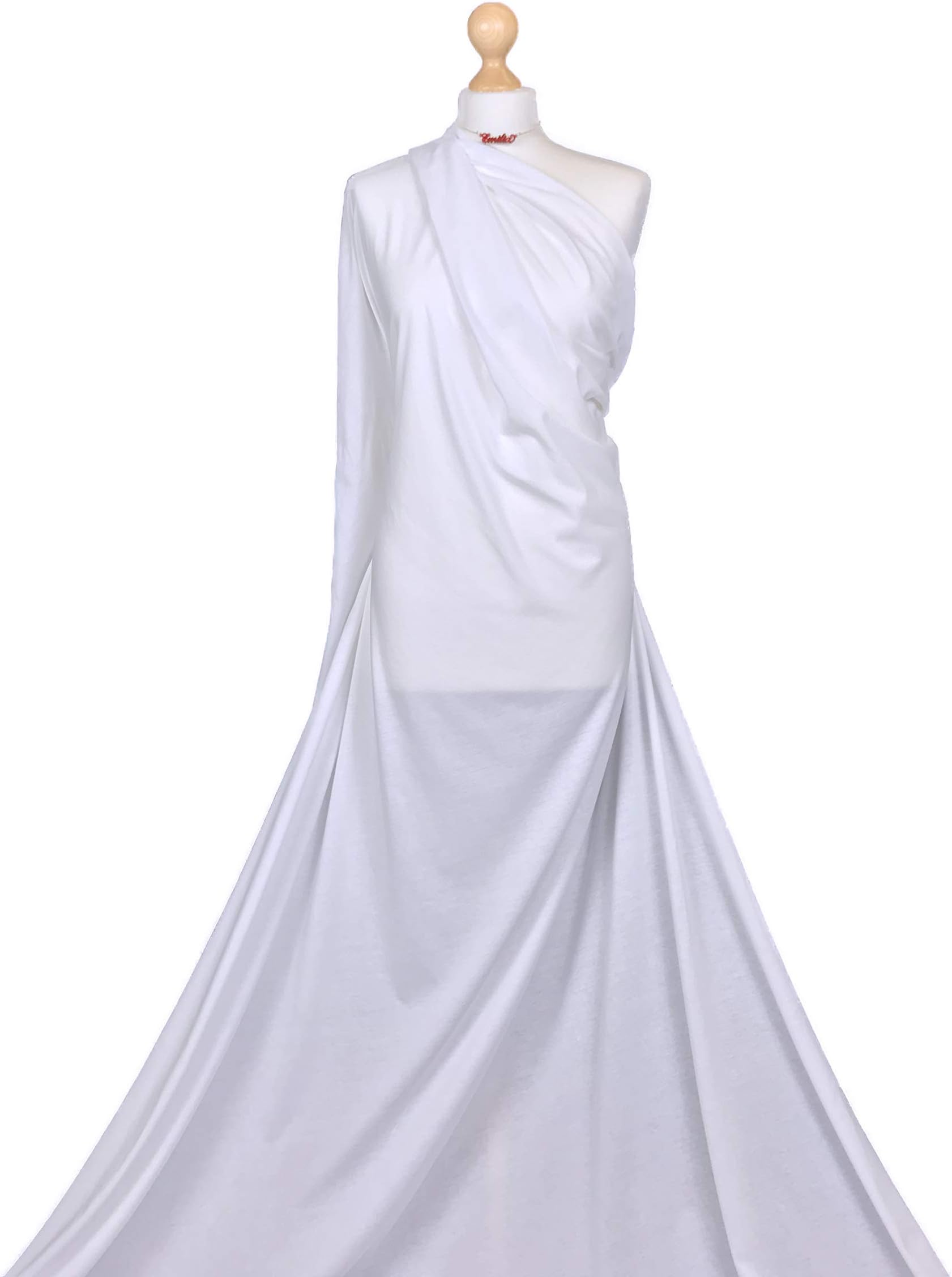 Premium Quality Pure White 100% Cotton Single Jersey Soft Knit Fabric Material (1 Meter) by FABRIQUES