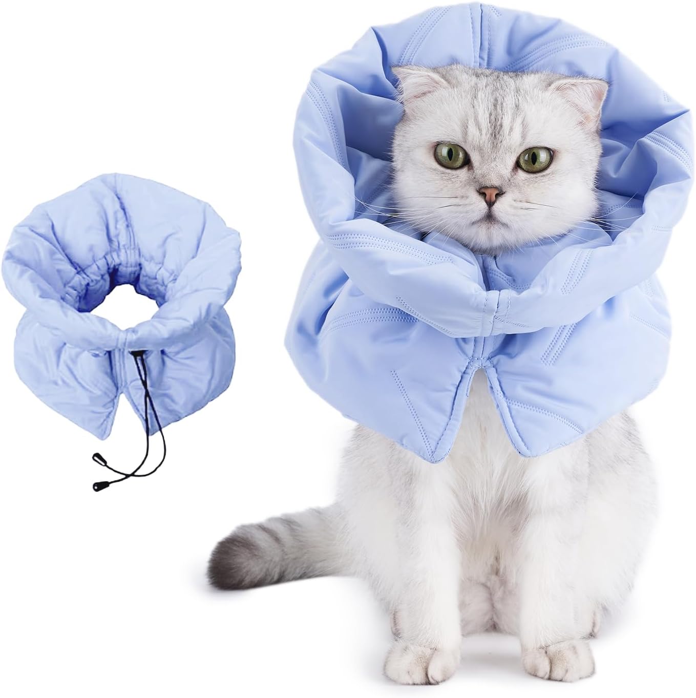 Cat Recovery Collar, Soft Adjustable Cat Cone Alternative, Lightweight Waterproof Fasteners Collars for Cats Kittens Puppies, After Surgery Stop Licking, Post-Surgery or Skin Protection