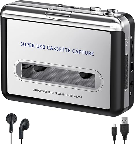 Grabadora de cinta de reproductor de casete personal, convertir cinta a MP3 digital, Walkmaner portátil con inversión automática, conector para