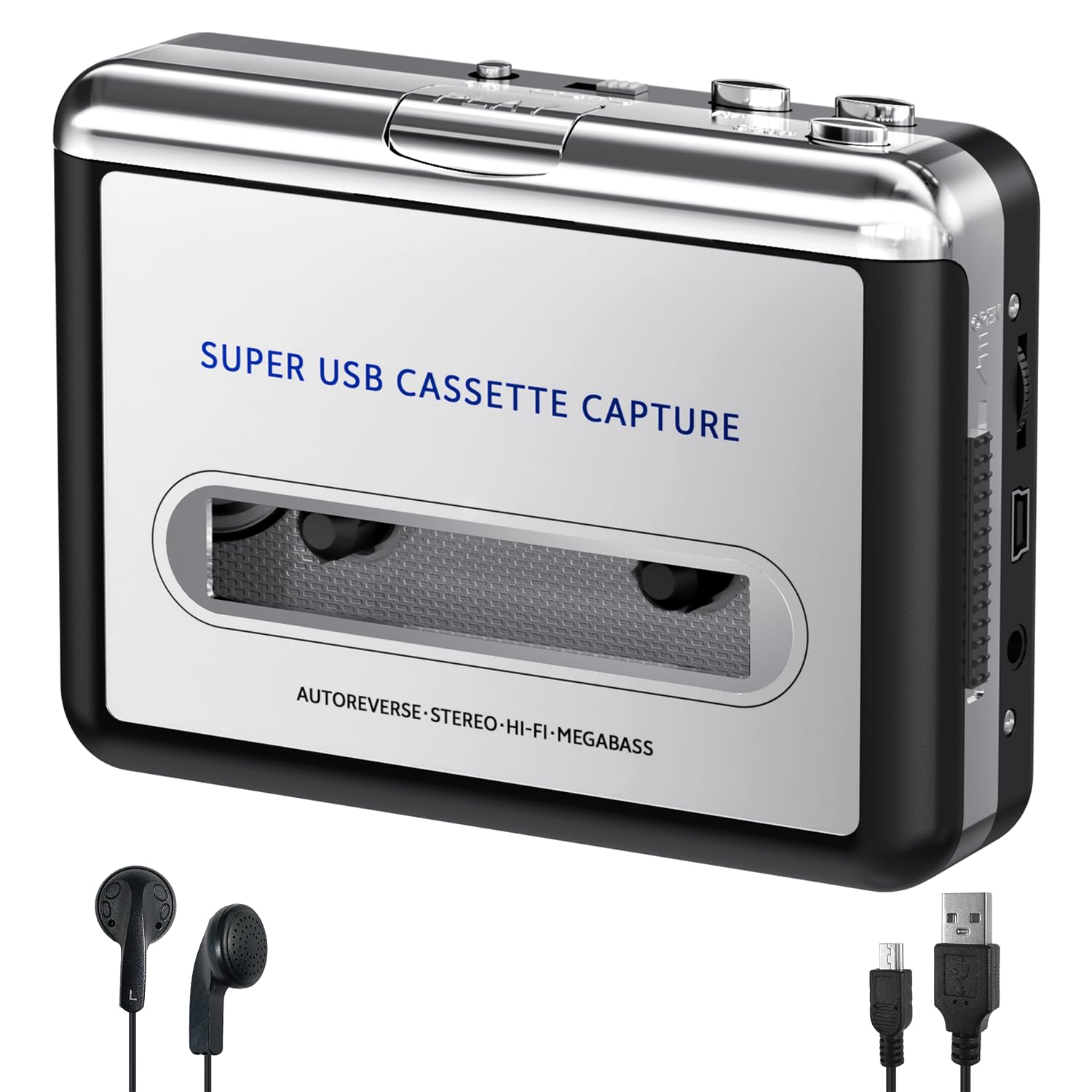 Personal Cassette Player Tape Recorder, Convert Tape to MP3 Digital, Portable Walkmaner with Auto-Reverse, 3.5MM Earphone Jack