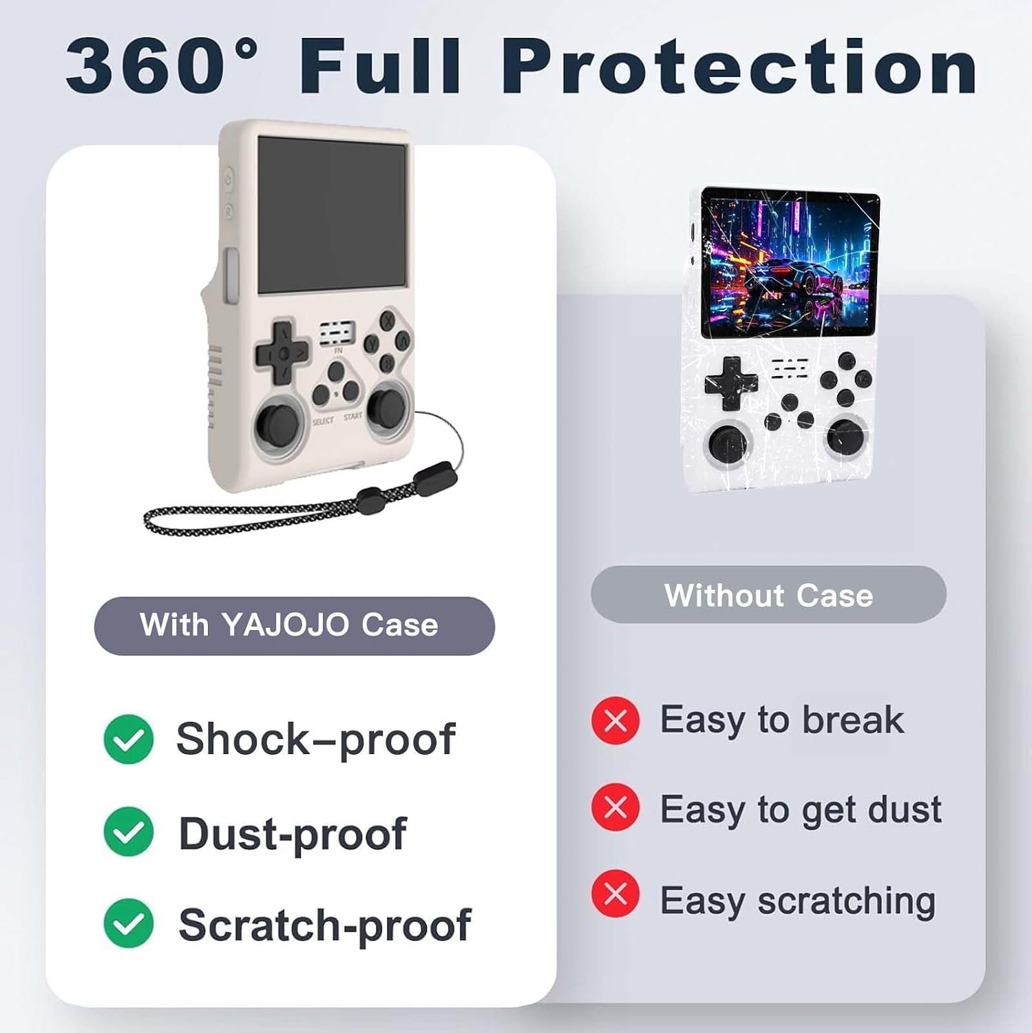 Case Cover for R40S Pro Handheld Game Console, Slim Soft Silicone Protective Case with Lanyard for R40S Pro, Anti-Scratch,Shockproof,White image 5