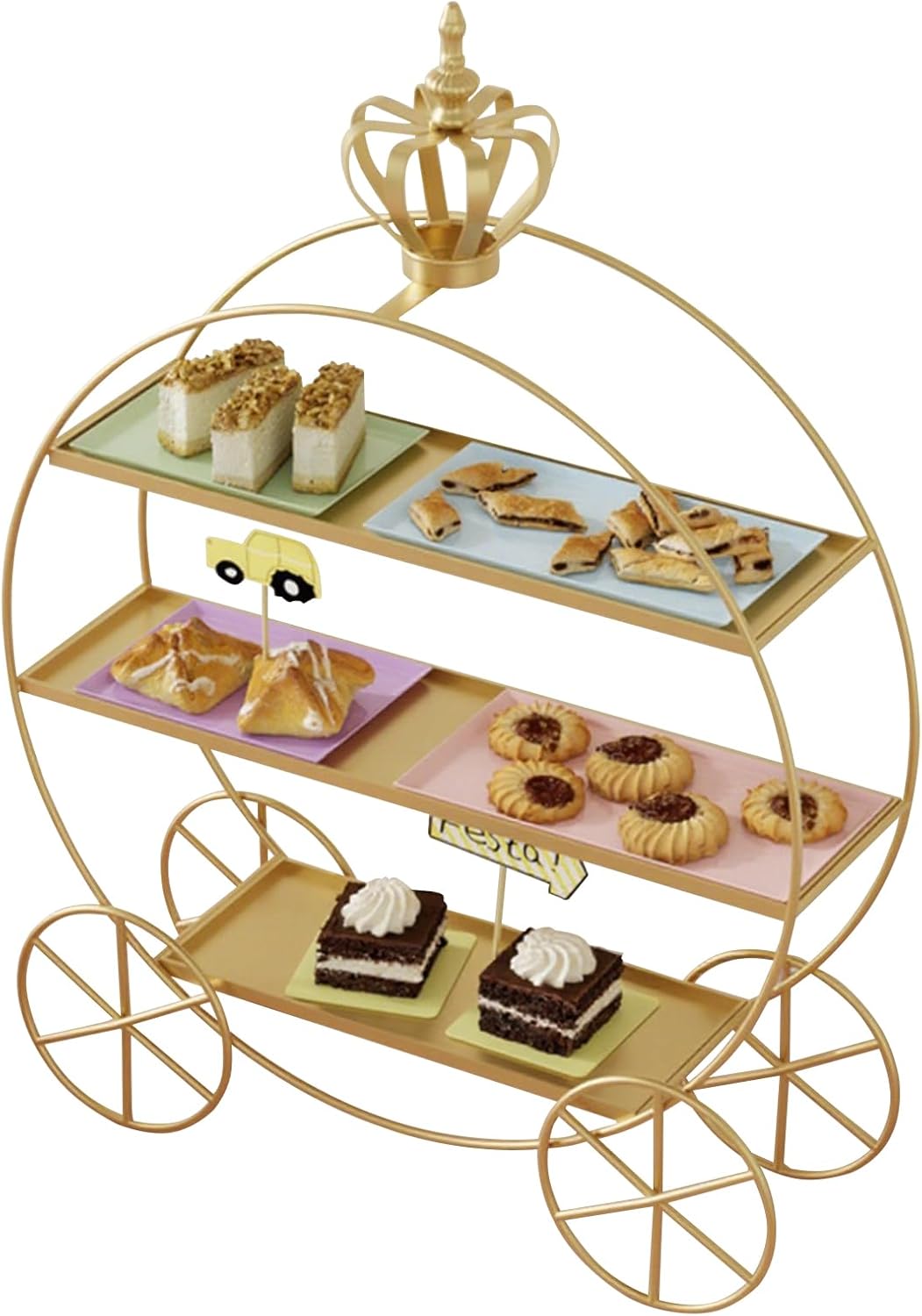 Crown Carriage Cake Stand, European-Style Crown Dessert Table Display Stand Tiered Serving Tray Pastry Ornaments for Wedding Birthday Parties Afternoon Tea