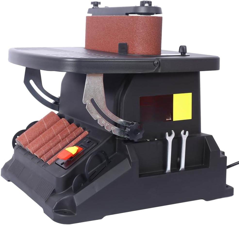 Vertical Oscillating Spindle Sander, Belt Sander Combo, 2-in-1 Woodworking Machine, Wood Sanding Tool, Workshop Equipment