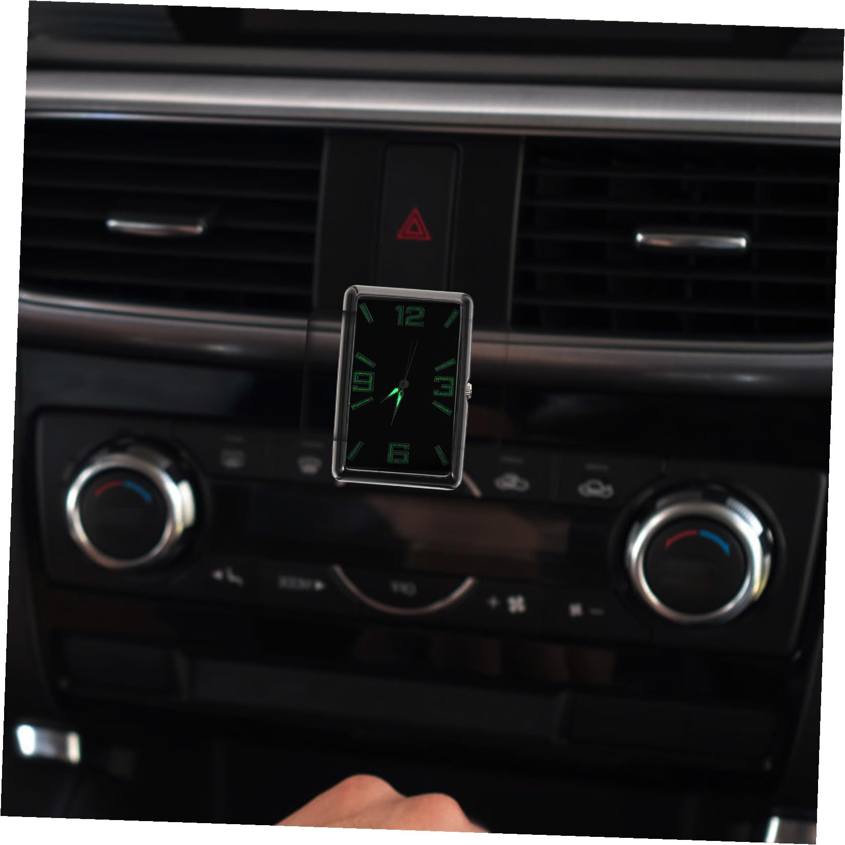 Hohopeti Reloj Adhesivo Cuadrado para Coche Diseño Individual, Aleación Negra y Operación Simple, Decoración del Tablero para Oficina y Hogar