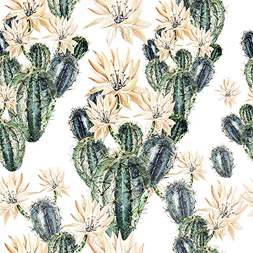 Papier peint intissé 208x146 cm aux motifs de fleurs de cactus pour mur et meuble