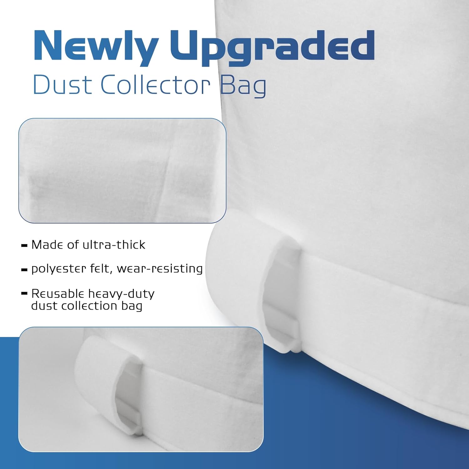 70333 Heavy Dust Collector Bags 21" x 31" x 1 Micron Filter Upper Bag with 5pc Clear Plastic Vacuum Dust Collection Bags 20" x 43" fit for POWERTEC DC-1512, JET, Grizzly, Shop Fox, Wen, Harbor Freigh