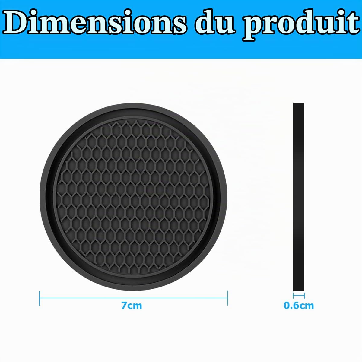 CGEAMDY 4 Pièces Sous Verres Voiture Universel Anti Dérapant en Silicone, Porte Gobelet en PVC Épais, Tapis Universels pour Gobelets Automobiles, Caboteur Tasse (Noir)