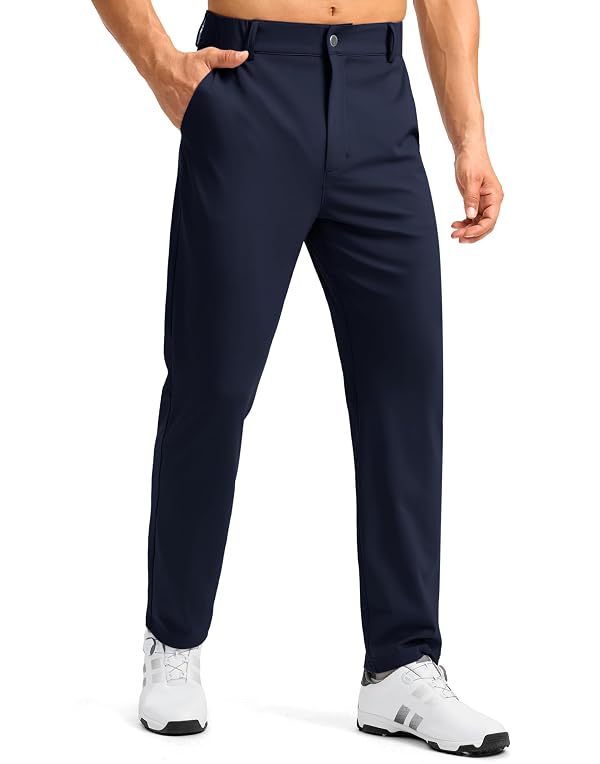 Soothfeel Men's Golf Pants with 5 Pockets Slim Fit Stretch Sweatpants Casual Travel Dress Work Pants for Men (Navy, S) by Soothfeel - Used condition - US$23.22