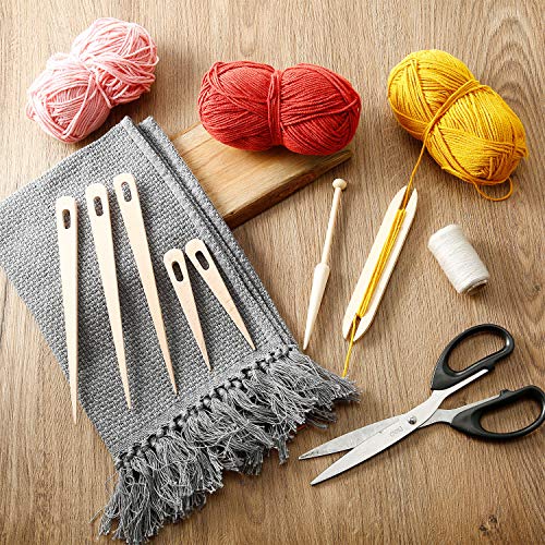 image for WILLBOND 7 Pieces Wood Hand Loom Stick Set, Include 5 Pieces Wood Weav