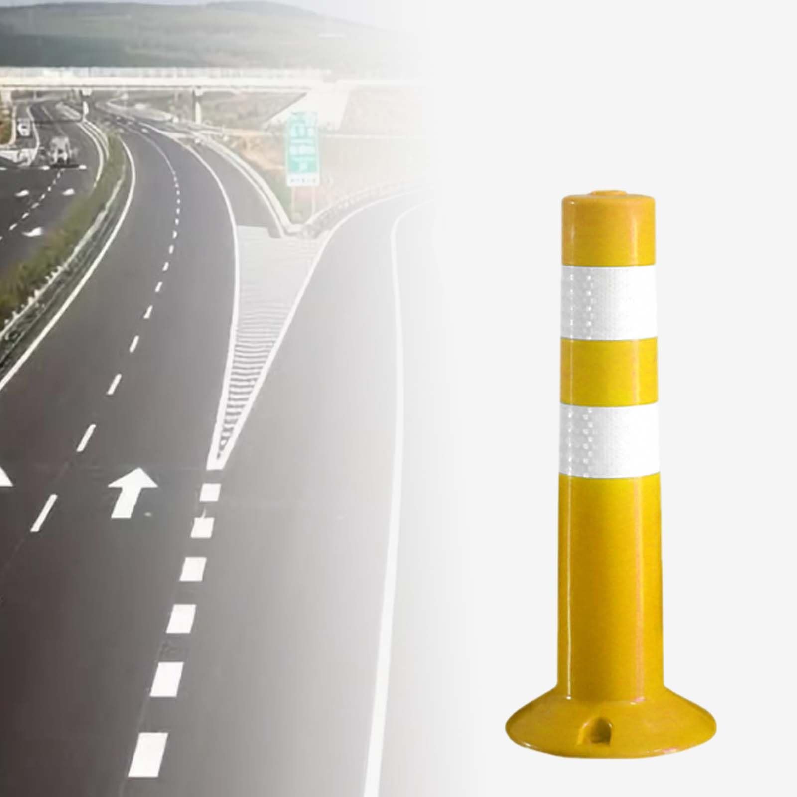 Poste de señalización Vial Amarillo de Alta Visibilidad - Bolardos de precaución Flexibles de Poliuretano de 17/29 Pulgadas para Seguridad en entradas de vehículos, protección de estacionami