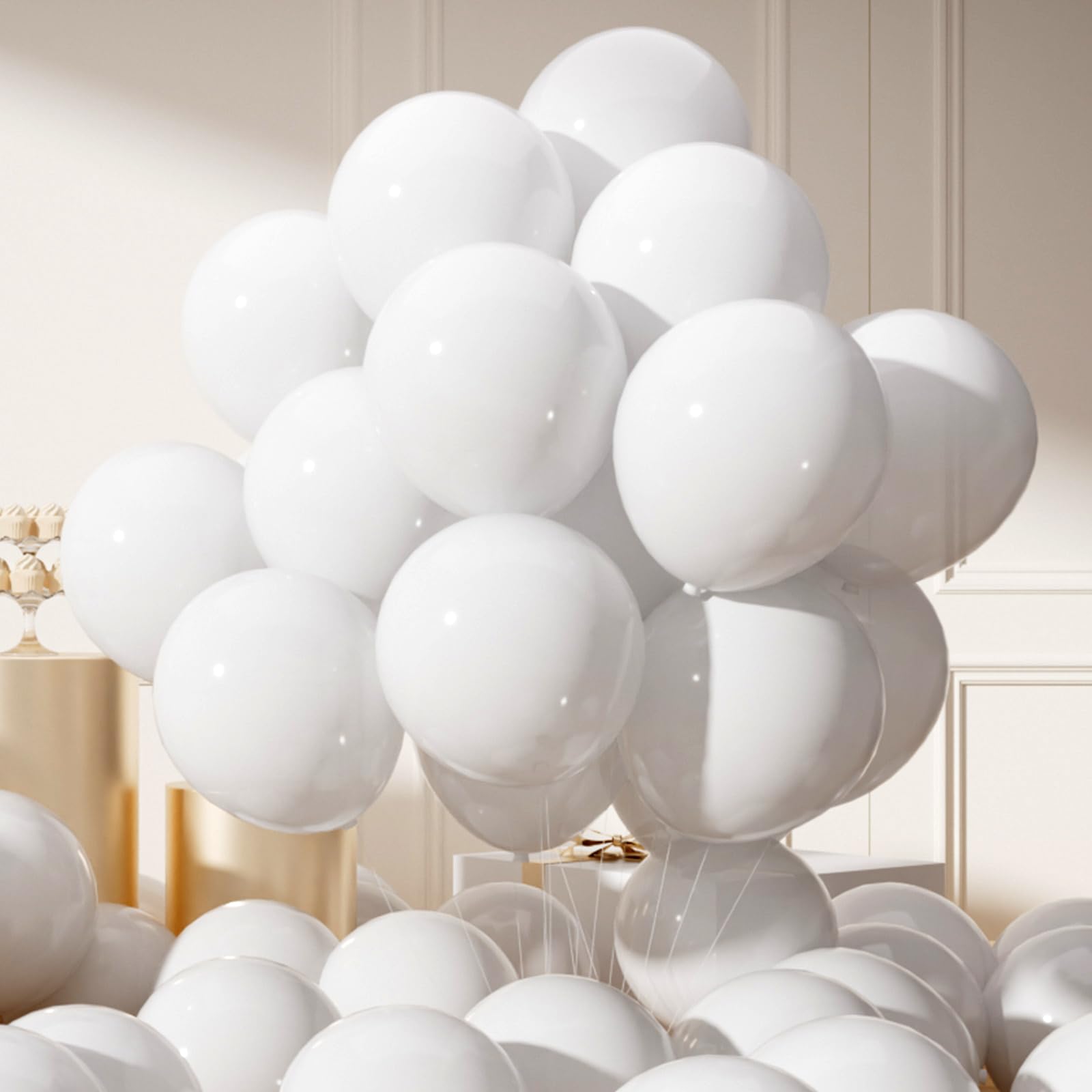 AULE White Party Balloons: 12 inch 50 Pcs White Latex Balloons Helium Thicken Balloon for Party Decoration Birthday Wedding โ image 1