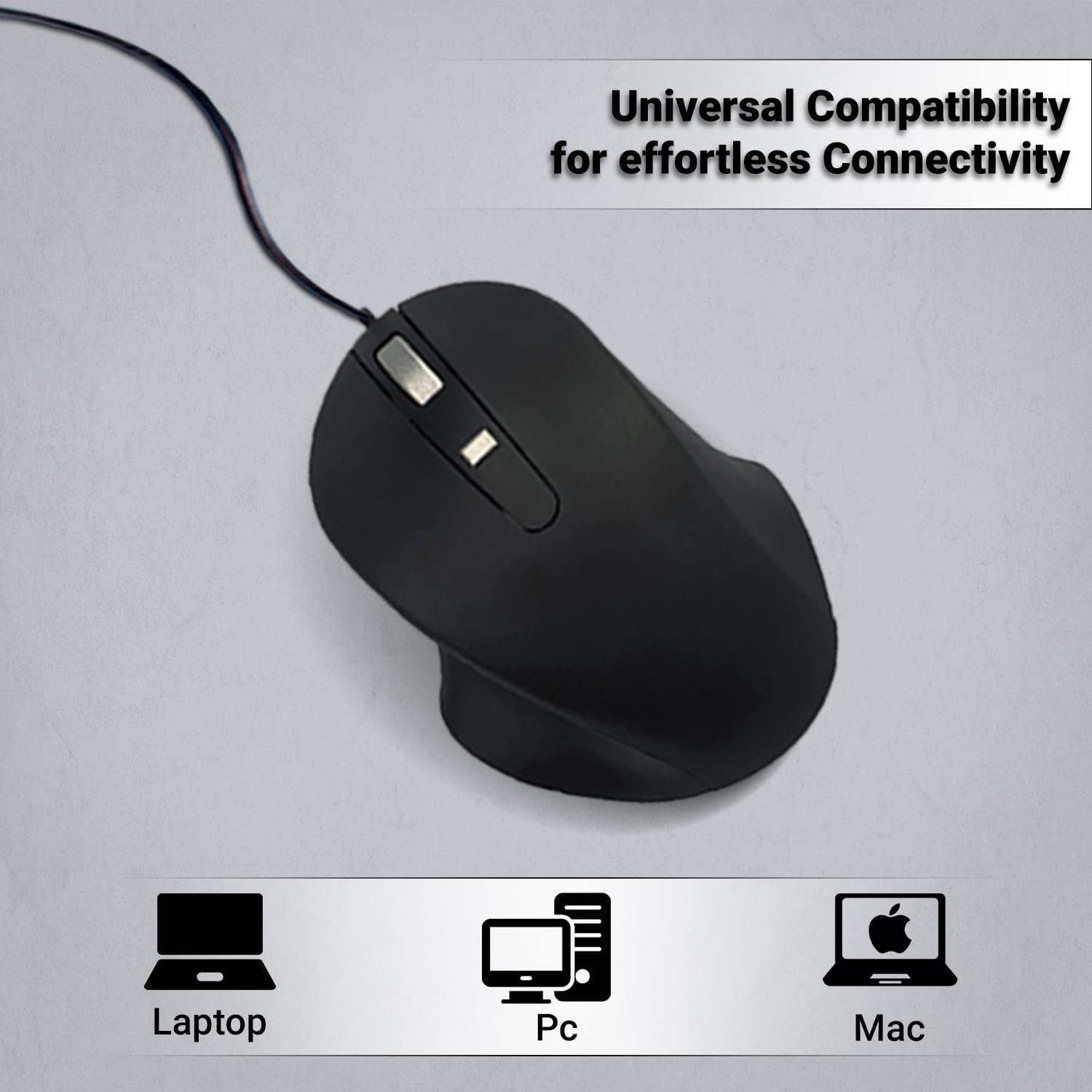 Matias Wired USB-A PBT Premium Computer Mouse, Proven Performance, Ergonomic Mouse, Left Right Hand Use, Home and Office Use, Compatible for PC MacBook, Chromebook, Laptop, Desktop - (Black)