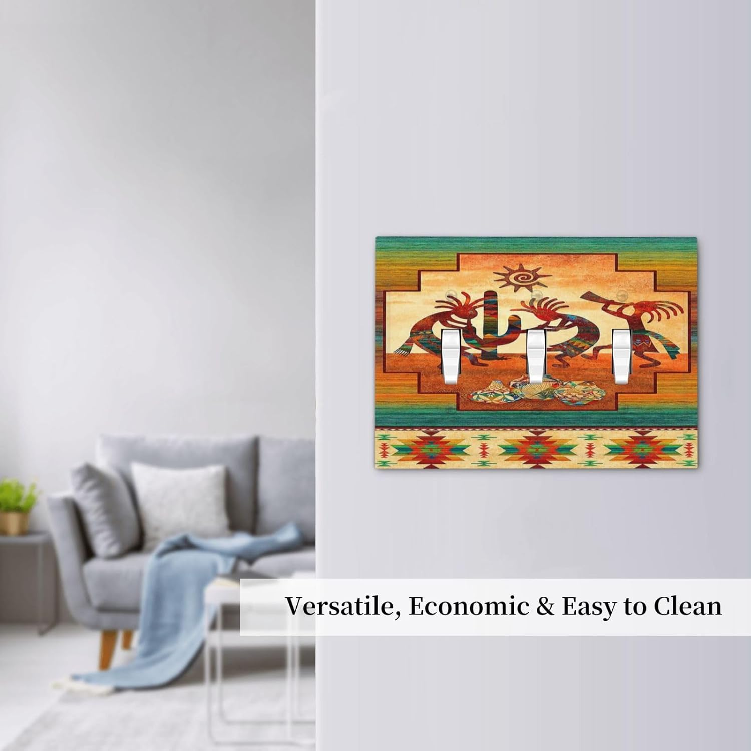 Southwestern American Kokopelli 3 Gang Light Switch Plate Decorative Triple Toggle Wall Plate Cover Electrical Faceplate Socket Dimmer Switchplate