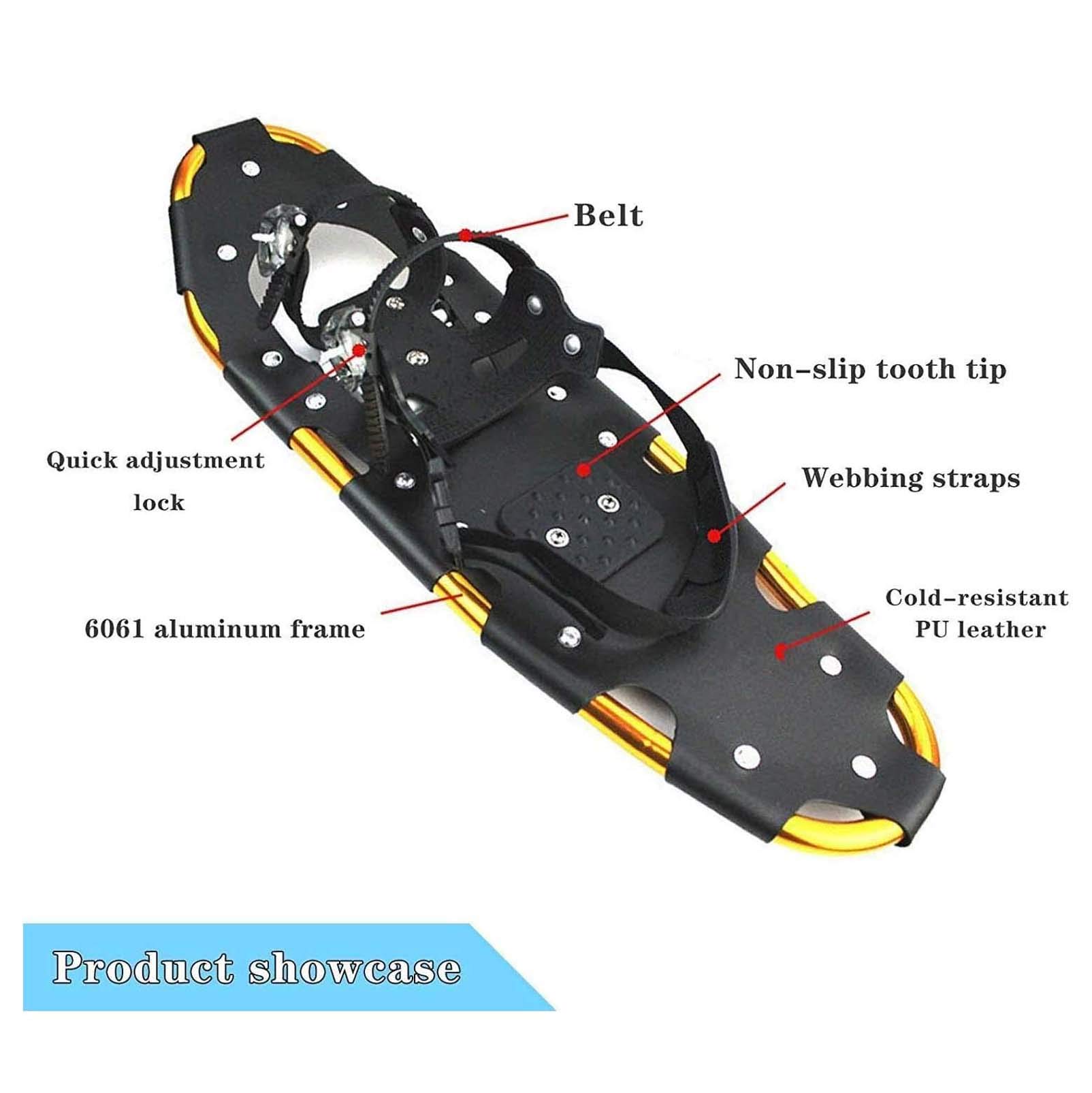 Leichte Schneeschuhe aus Aluminiumlegierung, Schneegriffe 22/26 Zoll Schneeschuhe mit Tragetasche für Frauen Männer Jugend Kinder