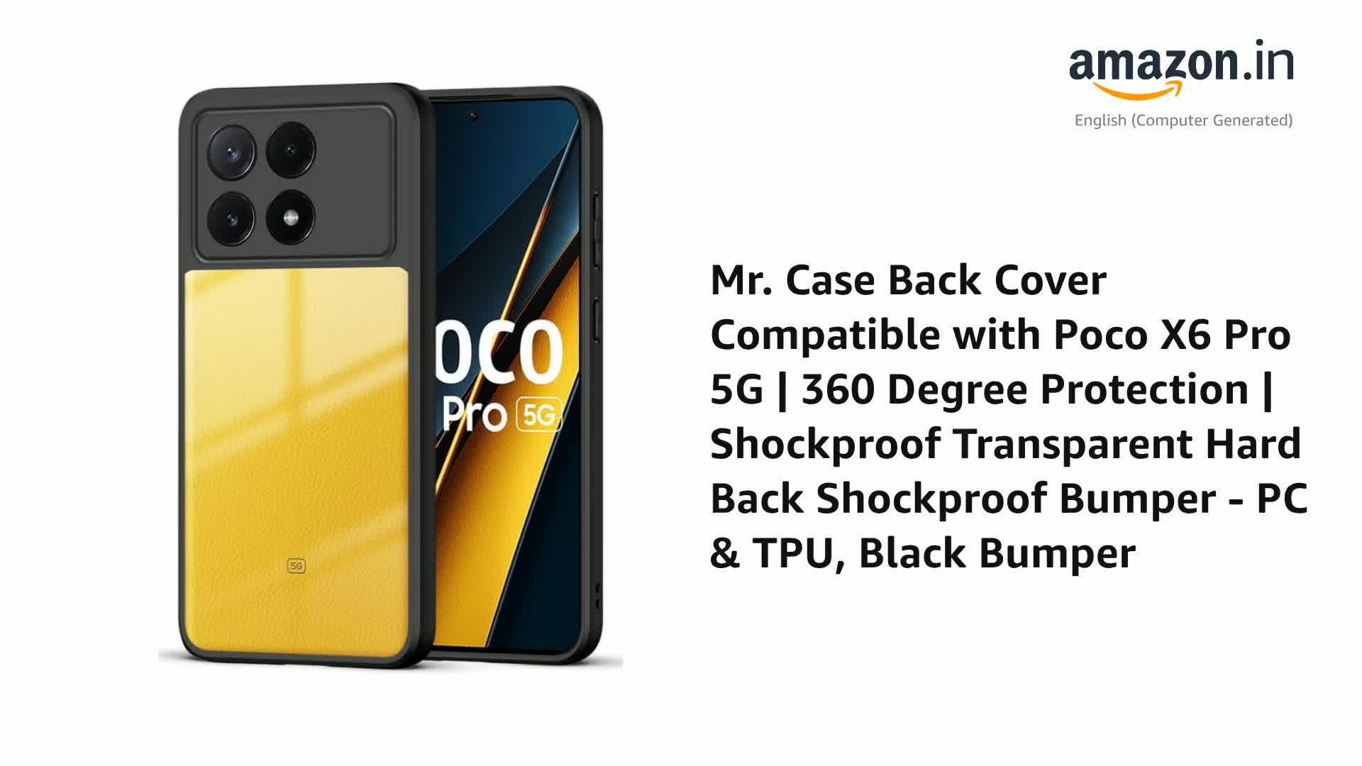 Mr. Case Back Cover Compatible with Poco X6 Pro 5G | 360 Degree