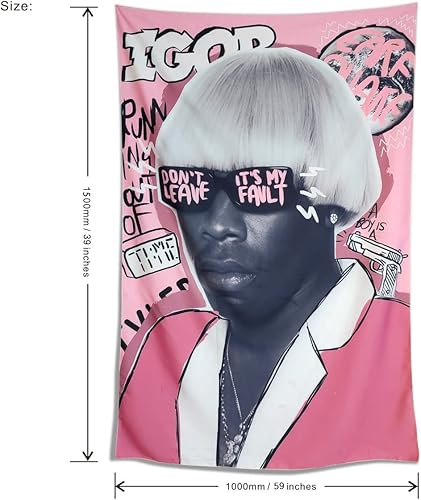 Miniatura 6 de HXYYQQ Tyler - Tapiz de rapero, póster de la bandera del creador, arte de pared para colgar en la habitación, dormitorio, hogar, telón de fondo,