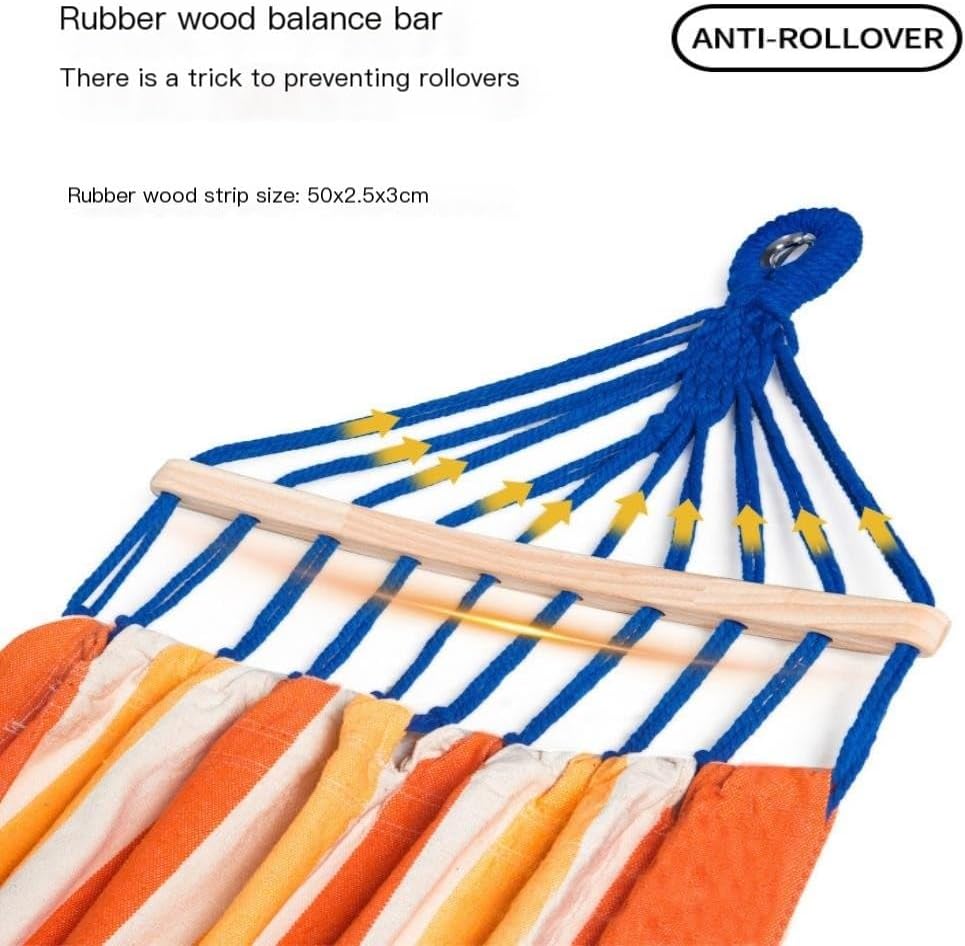 Hammock Double Hammock Outdoor Camping Single and Double Hammock Canvas Anti-Rollover Swing Adult Dormitory Hanging Chair Hammock Outdoor(Orange)