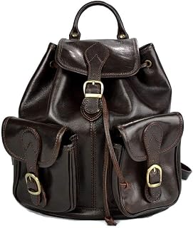 Backpack leather dark brown backpack genuine leather travel bag weekender sports bag gym bag leather shoulder women men satchel backpack