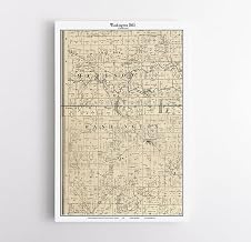 MG Global Historical Hanging Canvas Print of Washington 1865 Indiana Jefferson Genealogy Clinton County IN | 8x12 12x18 16x24 20x30 24x36 Wall Art | Vintage Gift | Antique Rustic Home Office Decor