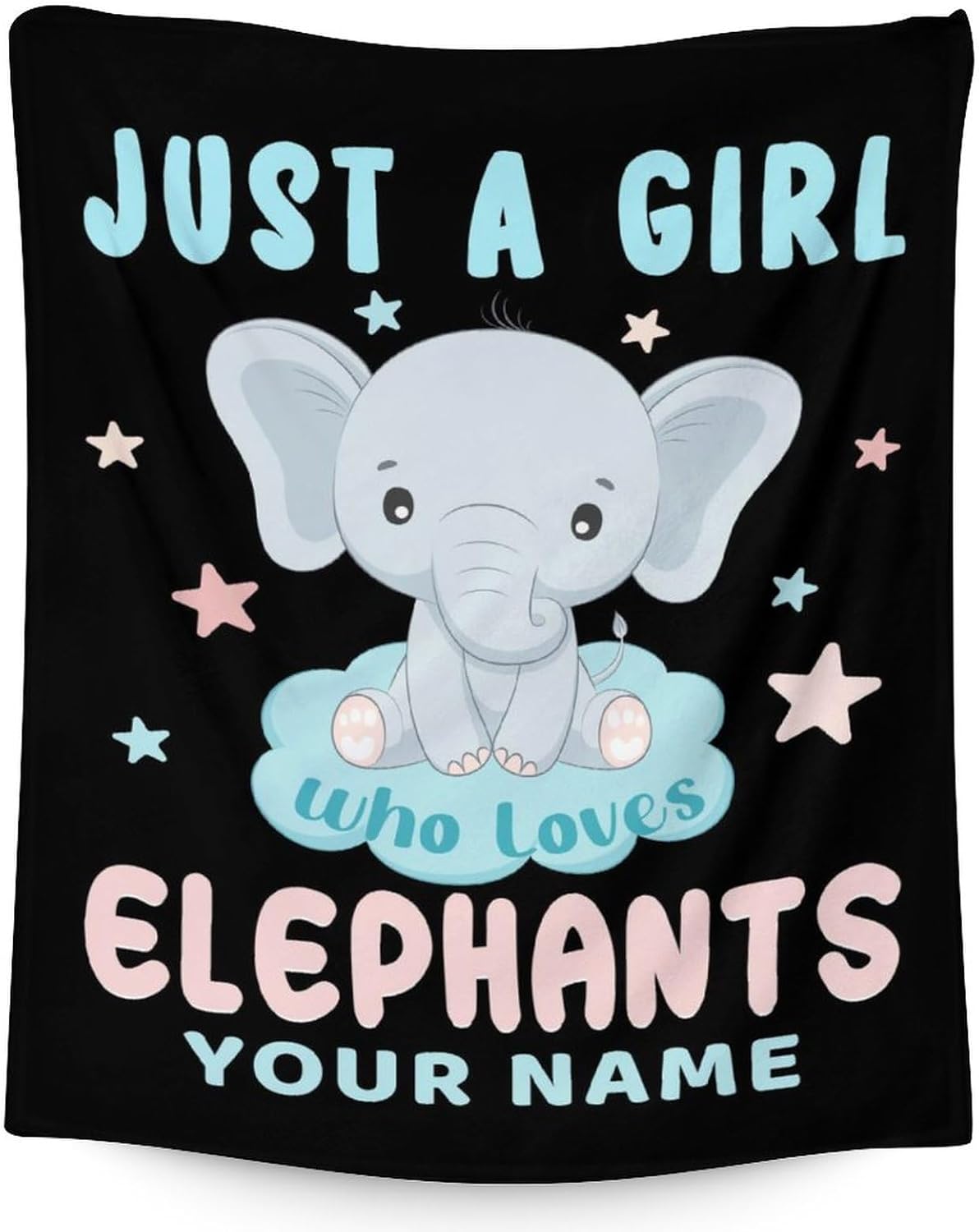 Custom Elephant Blanket for Girls Boys - 40" x 50" Inches Cute Elephant Throw Blankets for Kids - Gray Soft Lightweight Throws for Sofa, Crib & Bed