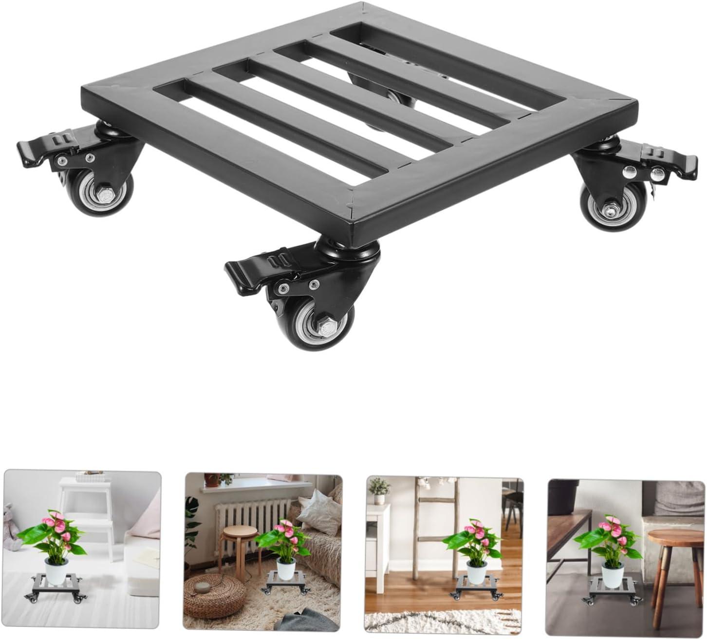 Indoor Rolling Plant Stand with Wheels Movable Flower Pot Tray for Heavy Versatile Use for Home and Garden Decor