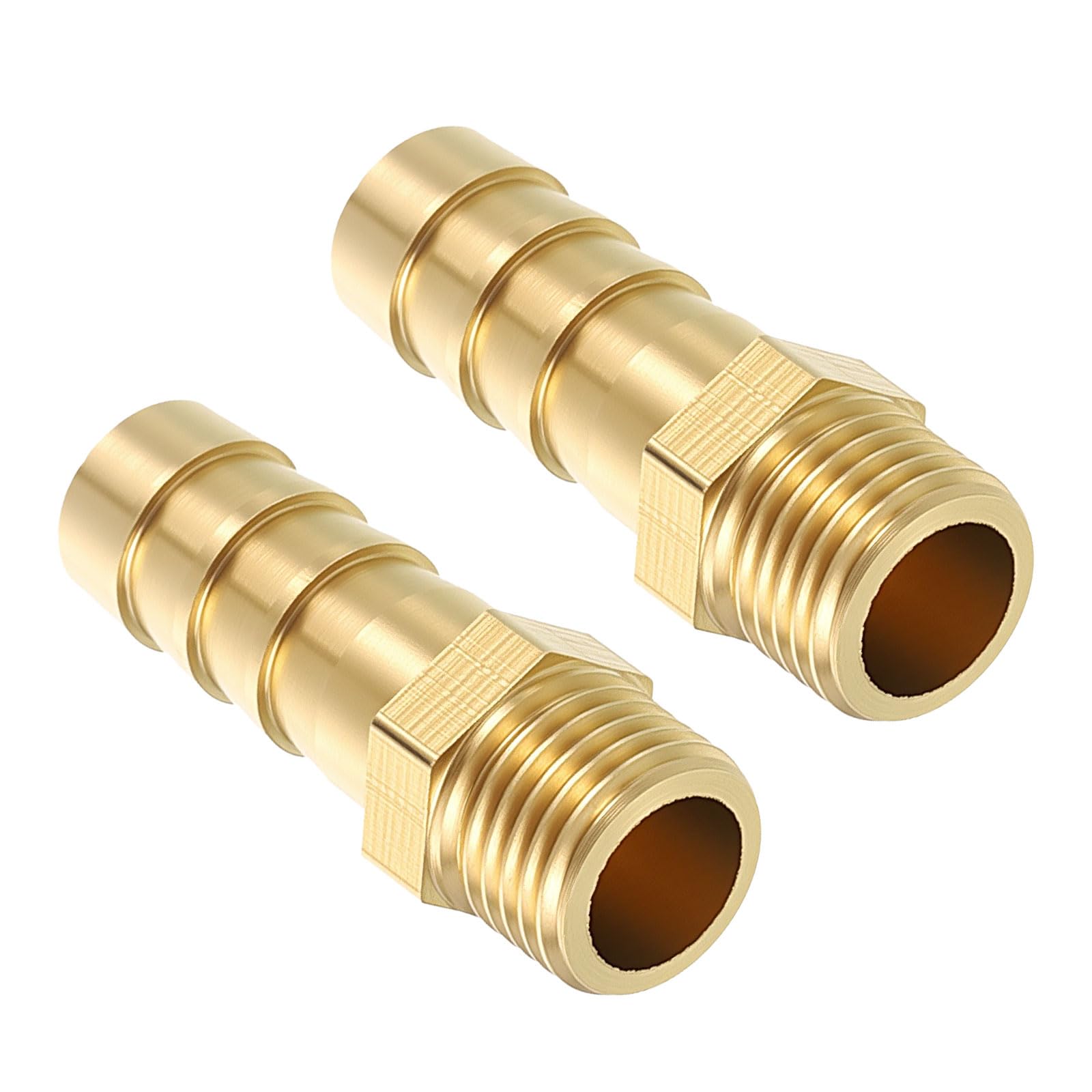 Kozelo Pack of 2 Brass Hose Barb Fittings Adapter Connector 8mm Hose Barb to M10x1 Male Fittings for Home Machines, Massage Bathtubs, and Irrigation Systems