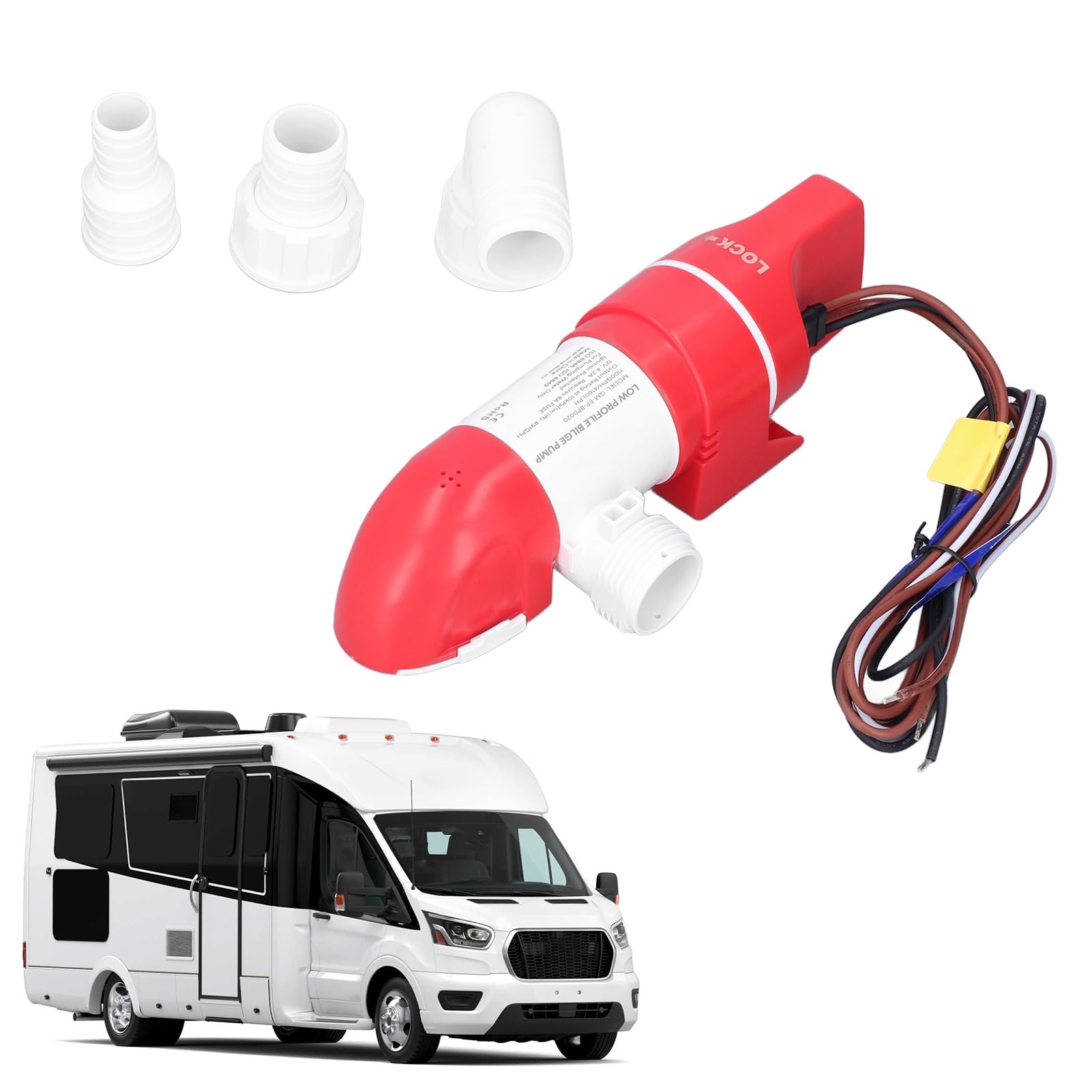 Bomba de Sentina Automática para Barcos 12V DC 1100GPH 4160LPH Acero Inoxidable Rotación 360 Grados Perfil Bajo