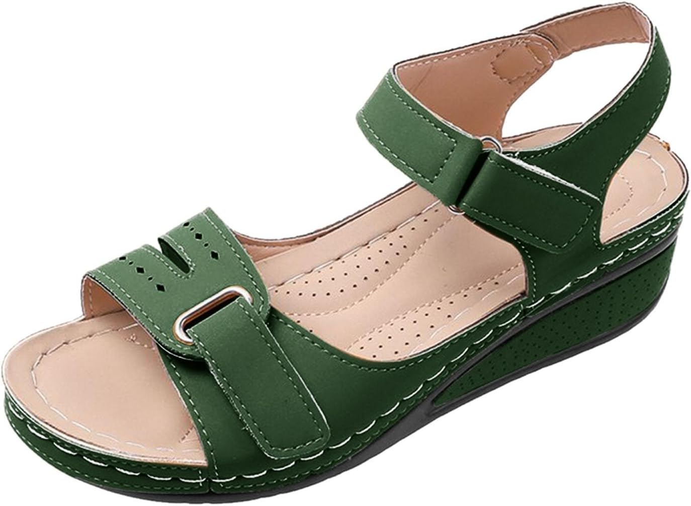 Womens Sandals Wide Fit Wedge Shoes Casual Orthopedic Sandal Comfortable Open Toe Anti-Slip Slides Lightweight Arch Support Platform Beach Shoes Plantar Fasciitis Shoes Ladies Summer Sandals