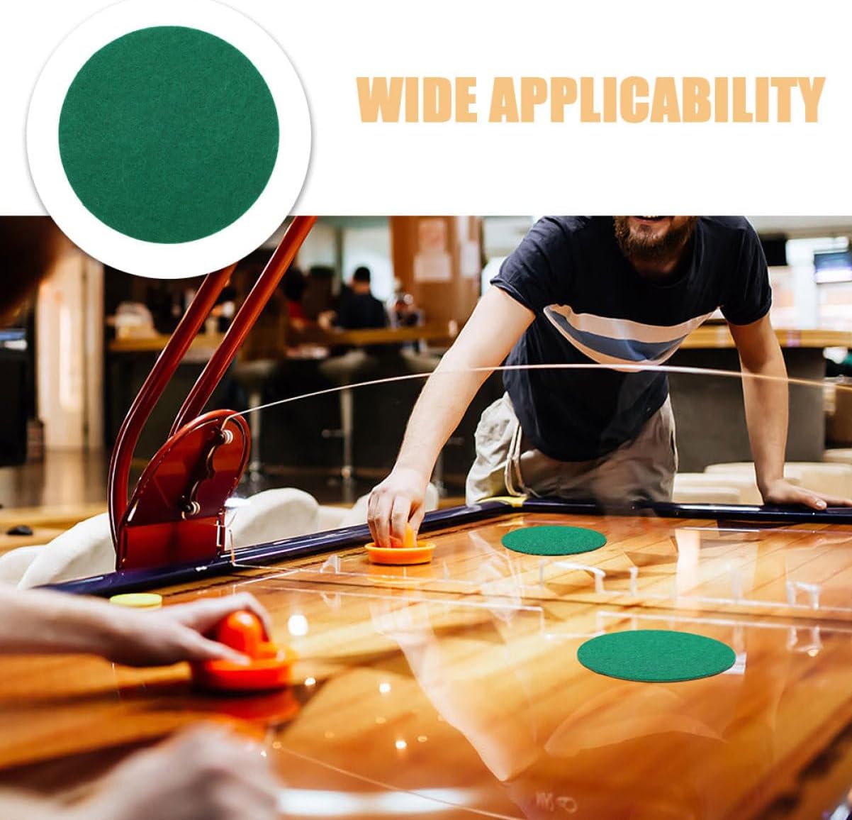 YARNOW Green Replacement Felt Pads for Air Hockey Mallets Self Adhesive Pusher Accessories for Enhanced