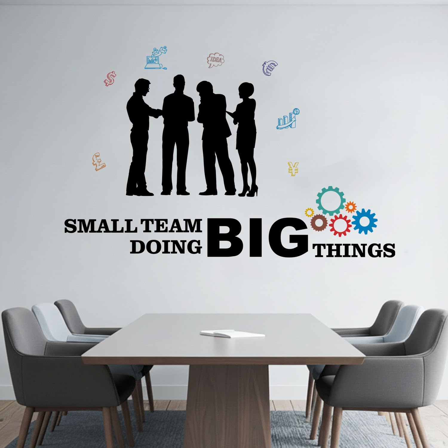StickMe 'Small Team Doing Big Things - Office - Inspirational - Motivational - Quotes - Wall Sticker' -SM829 (Multi Colour, Vinyl - 90cm X 55 cm), Self-Adhesive