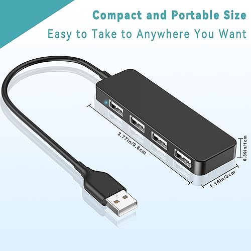 Miniatura 5 de Hub USB, concentrador USB de 4 puertos para portátil, divisor USB, concentrador de puerto USB C para laptop, Xbox, unidad flash, disco duro,