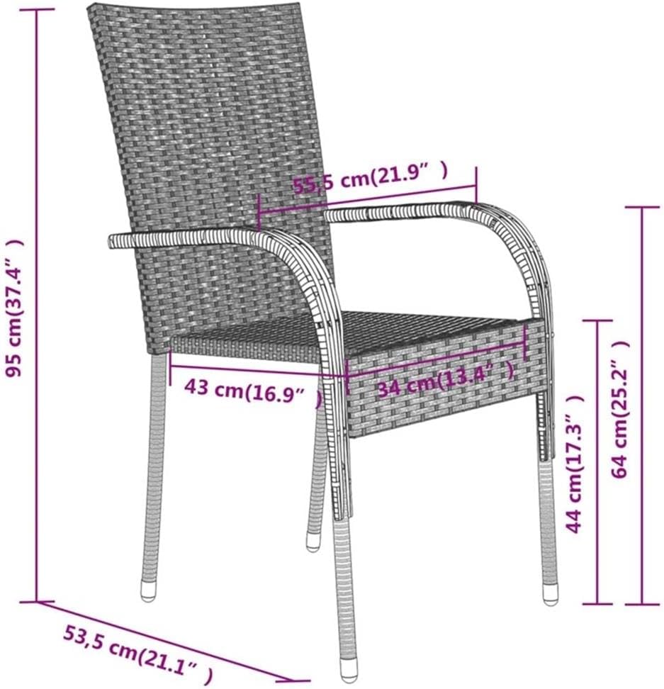 BOWERY HILL 3-Piece Garden Dining Set, PE Rattan and Powder-Coated Steel, Black Finish, Weather-Resistant Outdoor Table and Chairs for Balcony, Terrace, or Patio Dining