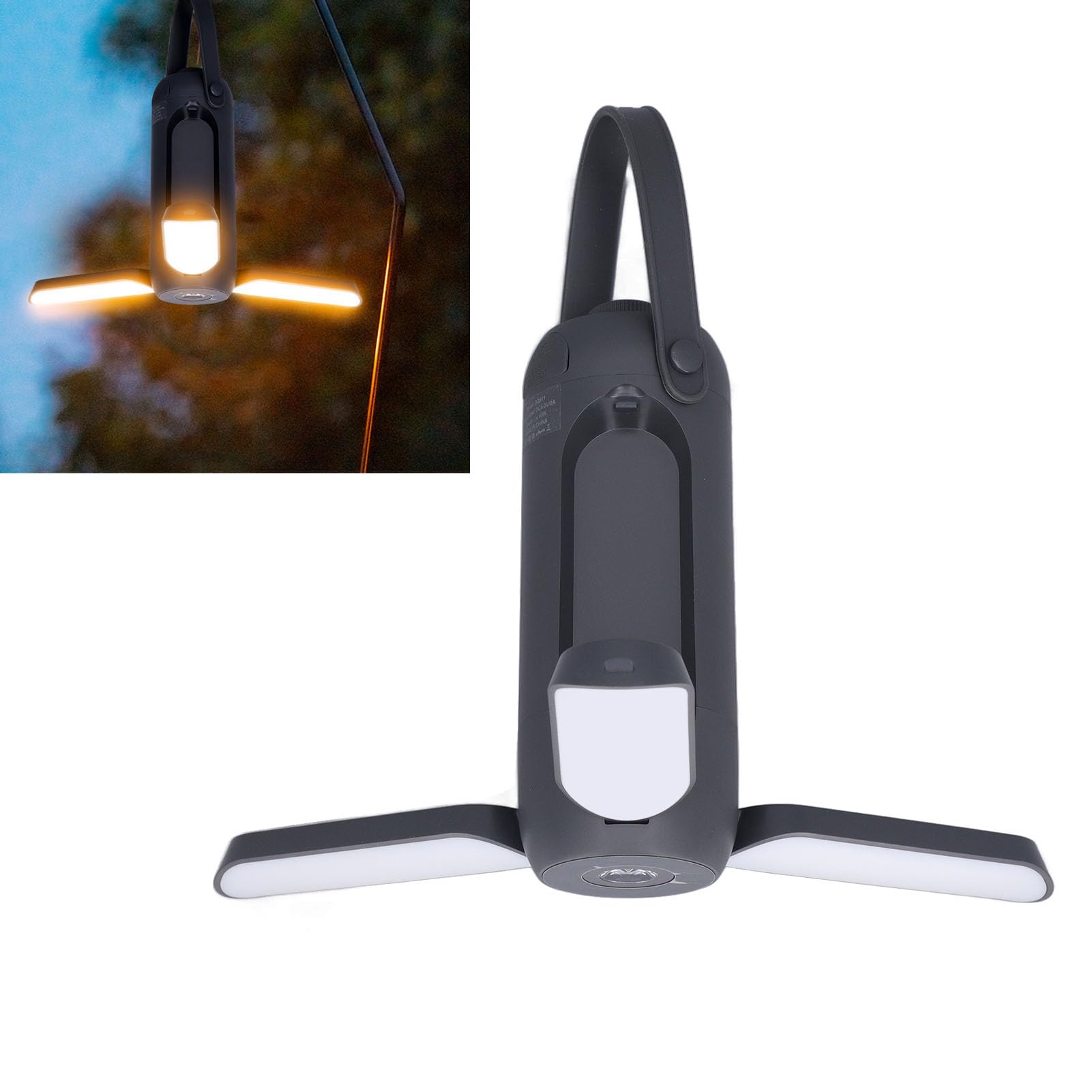 Lanterna da Campeggio Pieghevole, Pieghetti Pieghevoli da Campeggio 720 Libbre intensità Variabile 10000 MAh di Tipo C Ricaricabile 4 Pannelli di Luce Pieghevole per Tenda per (grigio scuro)