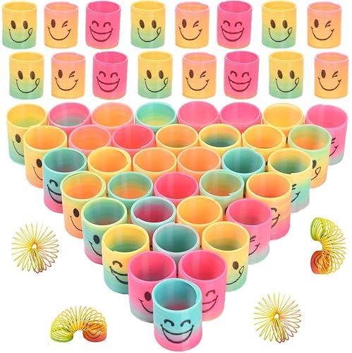 35 piezas resortes en espiral arco iris niño, pinata cumpleaños niño juegos arco iris juguete,bobina primavera juguete magia educativa fiesta favorita bolsa relleno pinata (torre) Cover