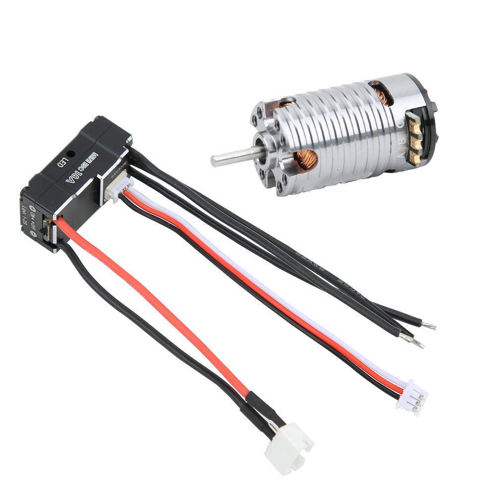 Dilwe 1410 Bezszczotkowy Silnik ESC Zestaw Metalowa część RC 18A Bezczujnikowy ESC 2-biegunowy 3-gniazdowy Silnik CNC Aluminiowe Rozpraszanie Ciepła dla Samochodów 1 24 1 28 32 RC Mini Z (Kolor