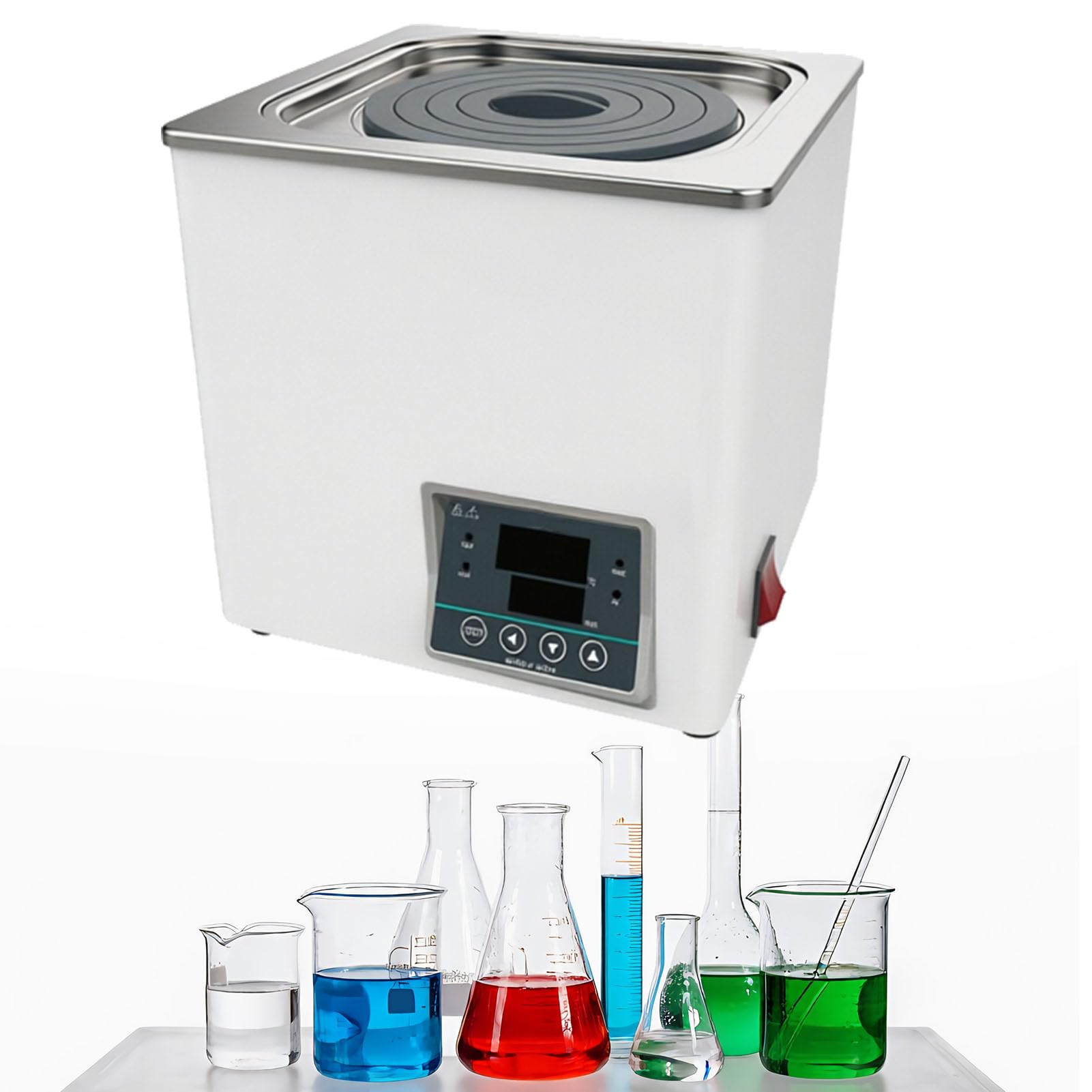 Calentador De Baño María Digital Para Laboratorios, Baño De Agua Eléctrico Termostático Para 1/2/4/6/8 Huecos Con Pantalla Digital Y Tapa Protectora, Equipo De Laboratorio De Acero Inoxidable